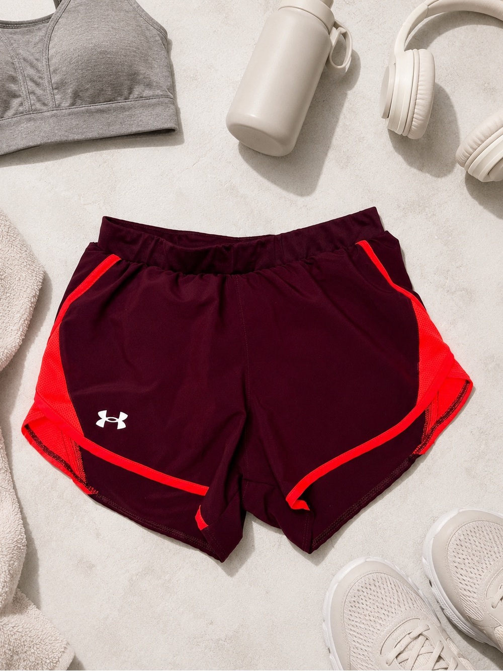 Under Armour HeatGear Running Shorts Women’s S Burgundy Pink Athletic Activewear